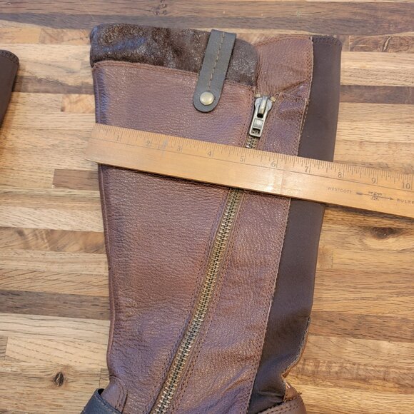 Earth Origins by Earth Portia Wide Shaft Dark Brown Distressed Leather High Boot - Picture 7 of 15